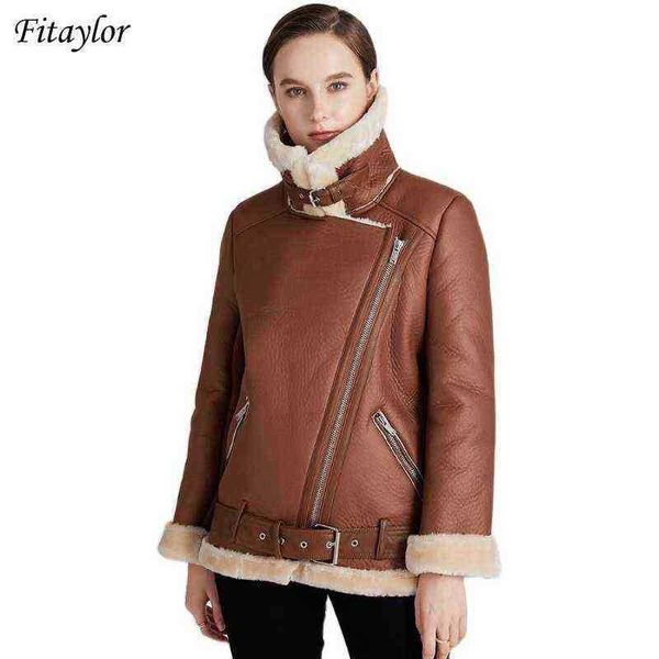 fitaylor women winter lambs wool parka fur collar zipper jacket warm thick outerwear faux lamb leather jacket moto leather jacket j220727, Black
fitaylor women winter lambs wool parka fur collar zipper jacket warm thick outerwear faux lamb leather jacket moto leather jacket j220727, Black