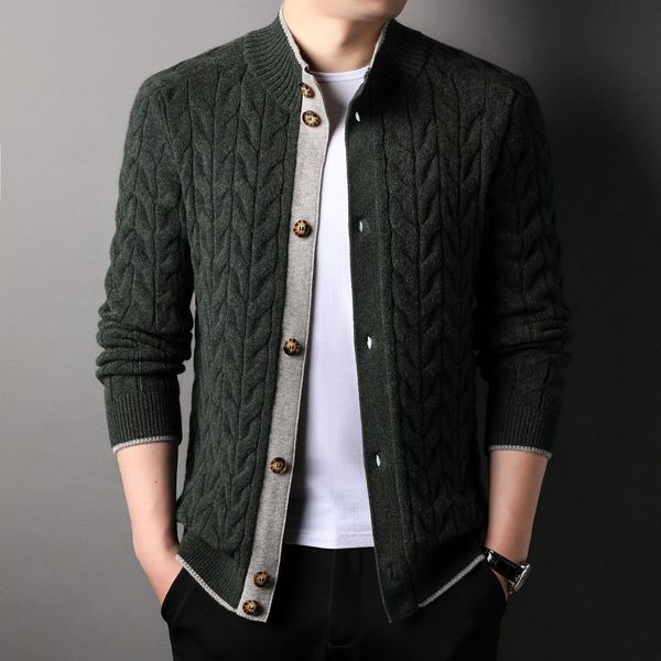 men's sweaters autumn winter men high end knit cardigan fashion stand up collar sweater coat jacket thick casual cardigan men clothes 2, White;black
men's sweaters autumn winter men high end knit cardigan fashion stand up collar sweater coat jacket thick casual cardigan men clothes 2, White;black