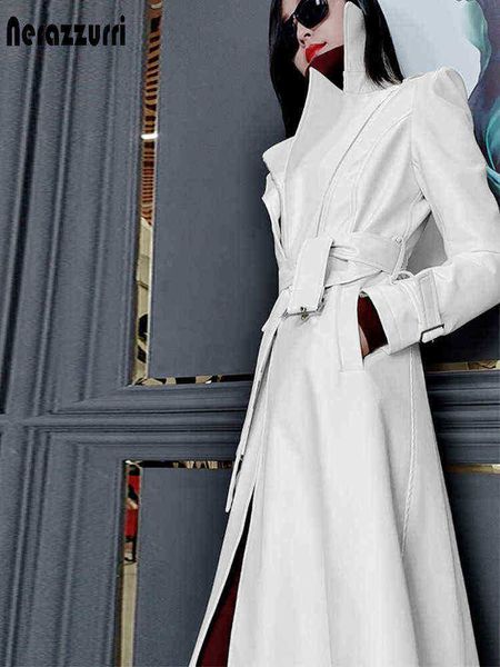 nerazzurri spring runway white long leather trench coat for women long sleeve elegant luxury fashion women jackets 2021 designer j220727, Black
nerazzurri spring runway white long leather trench coat for women long sleeve elegant luxury fashion women jackets 2021 designer j220727, Black
