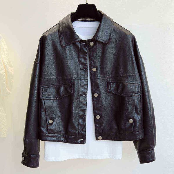 ftlzz spring autumn new women faux leather jacket single breasted short loose pu leather jacket female moto biker street outerwear j220727, Black
ftlzz spring autumn new women faux leather jacket single breasted short loose pu leather jacket female moto biker street outerwear j220727, Black
