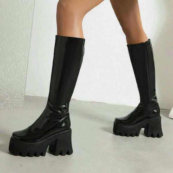 boots black red white women knee high platform square heel ladies calf patent pu leather side zipper winter 221114
boots black red white women knee high platform square heel ladies calf patent pu leather side zipper winter 221114