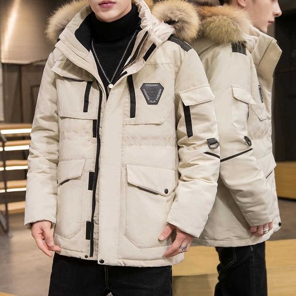 down jacket men's 2022 new winter thickening big fur collar short work coat light and thin clothing, Black
down jacket men's 2022 new winter thickening big fur collar short work coat light and thin clothing, Black