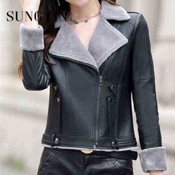 sungtin thicker warm pu leather jacket women winter fleece motorcycle female jackets high street punk streetwear j220727, Black
sungtin thicker warm pu leather jacket women winter fleece motorcycle female jackets high street punk streetwear j220727, Black