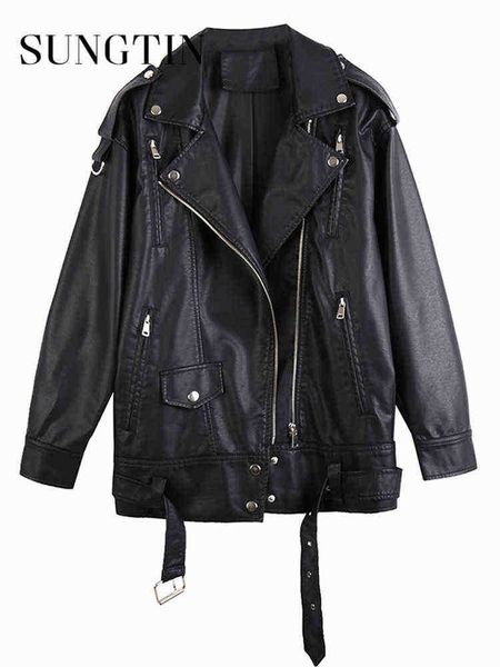 sungtin black pu leather jackets women with belt oversized korean loose motorcycle faux leather jackets fashion causal outerwear j220727
sungtin black pu leather jackets women with belt oversized korean loose motorcycle faux leather jackets fashion causal outerwear j220727