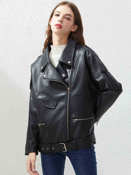 ailegogo spring autumn faux leather jacket with belt women casual loose biker outrunner female bf black leather jacket j220727
ailegogo spring autumn faux leather jacket with belt women casual loose biker outrunner female bf black leather jacket j220727