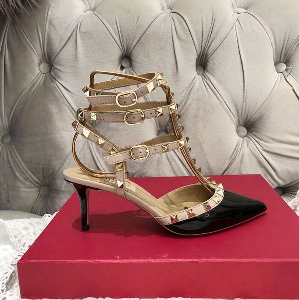 luxurys brand women sandals 3-straps shoes rivets 6cm thin high heels lady sandal classics ankle straps bridal shoes 34-44 with box, Black
luxurys brand women sandals 3-straps shoes rivets 6cm thin high heels lady sandal classics ankle straps bridal shoes 34-44 with box, Black