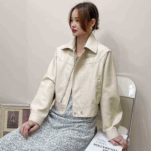 women jacket 2022 new spring pu motorcycle faux soft leather jacket turndown collar long sleeve epaule female loose short jacket j220727, Black
women jacket 2022 new spring pu motorcycle faux soft leather jacket turndown collar long sleeve epaule female loose short jacket j220727, Black