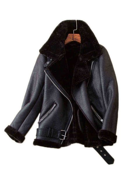 ailegogo winter jackets women thickness faux leather fur sheepskin fur leather jacket aviator runaway casaco feminino j220727, Black
ailegogo winter jackets women thickness faux leather fur sheepskin fur leather jacket aviator runaway casaco feminino j220727, Black
