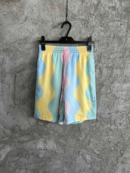 2022 new men's wave pattern silk shorts luxury brand design fashion casual capris, White;black
2022 new men's wave pattern silk shorts luxury brand design fashion casual capris, White;black