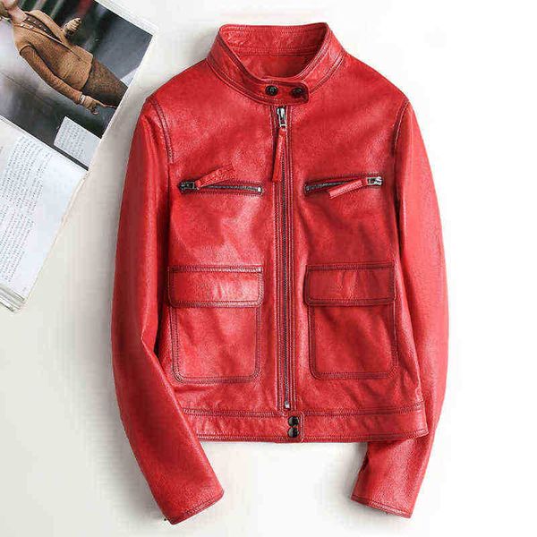 women real leather jacket autumn cool style short motorcycle jacket real sheepskin classic jackets cl4010 j220727, Black
women real leather jacket autumn cool style short motorcycle jacket real sheepskin classic jackets cl4010 j220727, Black