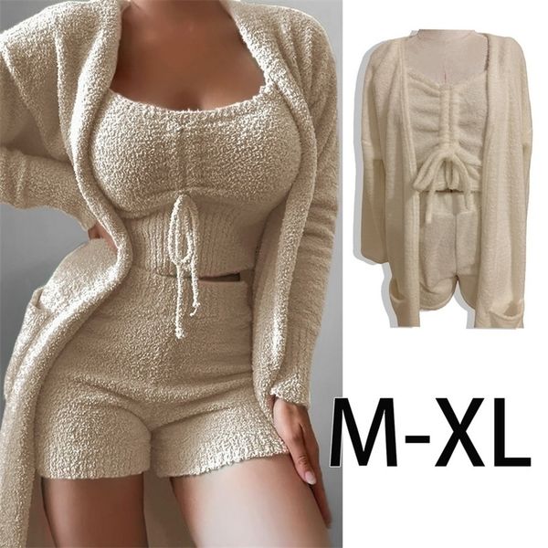 womens jumpsuits rompers 3 piece women sets plush velvet pajama sleepwear tank shorts cardigan coat tracksuit loungewear causal outfits xl, Black;white
womens jumpsuits rompers 3 piece women sets plush velvet pajama sleepwear tank shorts cardigan coat tracksuit loungewear causal outfits xl, Black;white