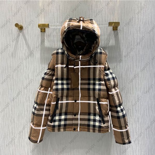 designer plaid men women down jacket removable sleeves winter thickened warm puffer coat, Black
designer plaid men women down jacket removable sleeves winter thickened warm puffer coat, Black