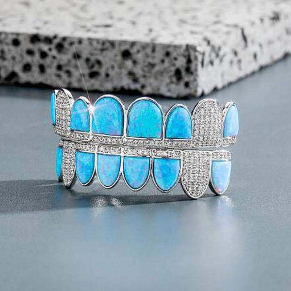 14k cz vampire teeth grillz iced out micro pave cubic zircon blue opal 8 tooth hip hop grill bottom mouth grills set with sili8447404, Black
14k cz vampire teeth grillz iced out micro pave cubic zircon blue opal 8 tooth hip hop grill bottom mouth grills set with sili8447404, Black