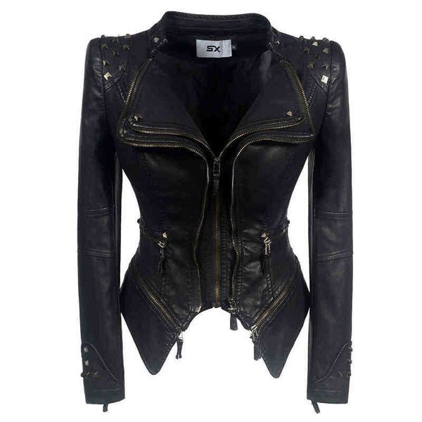 women's faux leather pu jacket winter autumn black motorcycle jacket outerwear gothic faux rivets leather biker jackets chaqueta j22072
women's faux leather pu jacket winter autumn black motorcycle jacket outerwear gothic faux rivets leather biker jackets chaqueta j22072