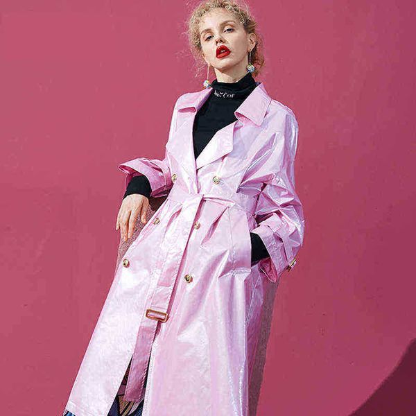 lautaro pink long patent leather trench coat for women long sleeves double breasted oversized high fashion womens clothing 2020 j220727, Black
lautaro pink long patent leather trench coat for women long sleeves double breasted oversized high fashion womens clothing 2020 j220727, Black
