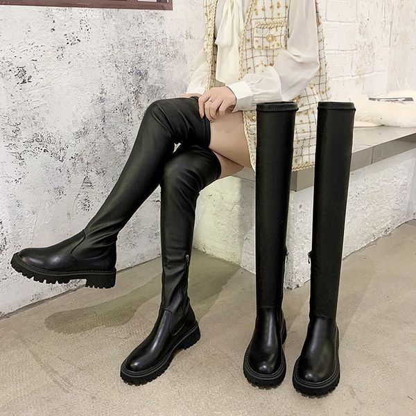 boots women thigh high women's winter shoes warm fur ladies slim stretch botas elastic long over the knee 221115, Black 
boots women thigh high women's winter shoes warm fur ladies slim stretch botas elastic long over the knee 221115, Black