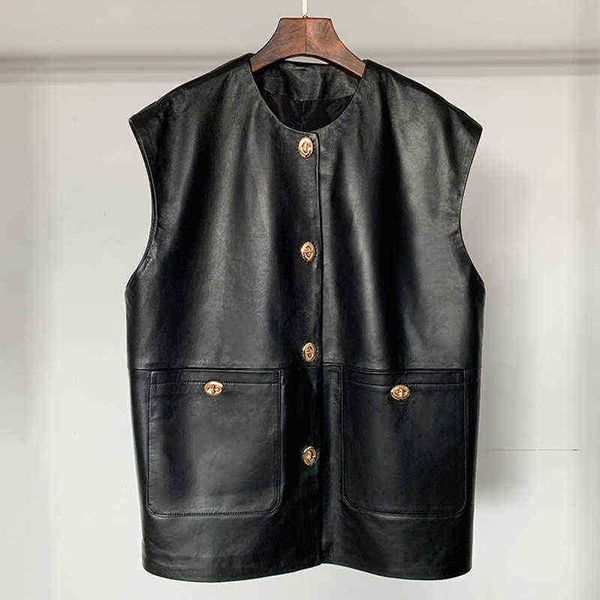 new spring autumn women genuine sheepskin leather vests lady fashion genuine leather vest 2 colors s3702 j220727, Black
new spring autumn women genuine sheepskin leather vests lady fashion genuine leather vest 2 colors s3702 j220727, Black