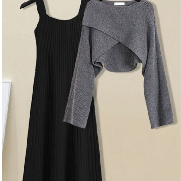 two piece dress fall winter knitted pieces sets womens outfits korean casual irregular long sleeve short sweaters and knitting dresses 22111, White
two piece dress fall winter knitted pieces sets womens outfits korean casual irregular long sleeve short sweaters and knitting dresses 22111, White