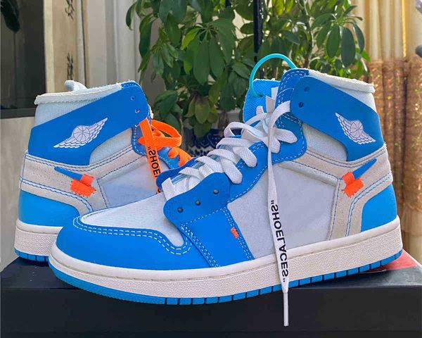 shoes high og jumpman 1s joint design unc blue man womens sports sneakers, Black