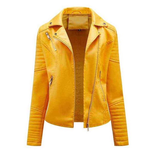 women moto biker zipper jacket 2022 fashion faux leather jacket women spring autumn jacket ladies red black yellow pink brown j220727
women moto biker zipper jacket 2022 fashion faux leather jacket women spring autumn jacket ladies red black yellow pink brown j220727