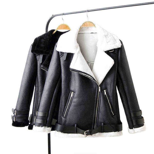 fmfssom autumn winter faux lamb leather jacket warm windproof turn down collar sheepskin jacket women pu motorcycle biker outerwear j220727, Black
fmfssom autumn winter faux lamb leather jacket warm windproof turn down collar sheepskin jacket women pu motorcycle biker outerwear j220727, Black