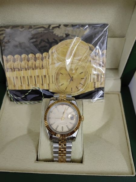 with box papers high-quality watch new version 18k yellow gold diamond bezel 40mm dial automatic fashion men's watch gd wristwatch 2023, Slivery;brown
with box papers high-quality watch new version 18k yellow gold diamond bezel 40mm dial automatic fashion men's watch gd wristwatch 2023, Slivery;brown