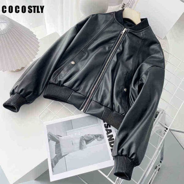 2022 autumn women black faux leather jacket coat casual bags solid biker bomber jacket outfit female clothing j220727
2022 autumn women black faux leather jacket coat casual bags solid biker bomber jacket outfit female clothing j220727