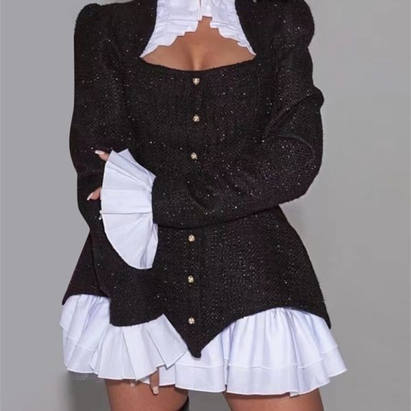 two piece dress twotwinstyle set womens square collar long sleeve high waist mini skirts ruffle trim colorblock sets females 221115, White
two piece dress twotwinstyle set womens square collar long sleeve high waist mini skirts ruffle trim colorblock sets females 221115, White
