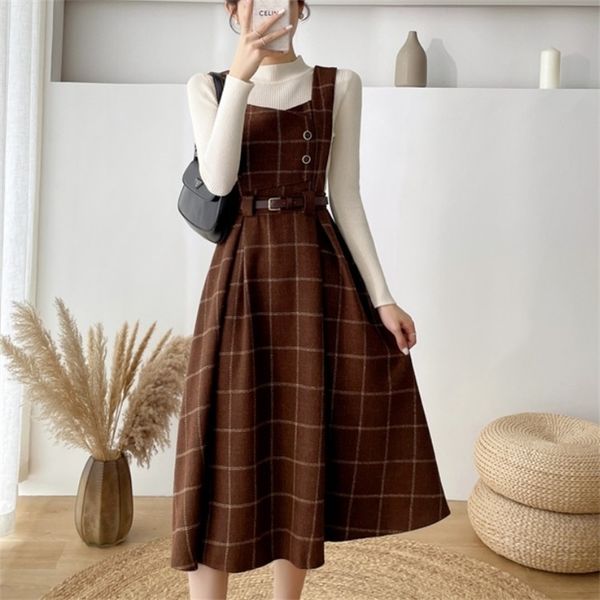 two piece dress autumn winter lady fashion overalls 2 set women black knitted sweater plaid tweed slim big swing midi 221115, White
two piece dress autumn winter lady fashion overalls 2 set women black knitted sweater plaid tweed slim big swing midi 221115, White