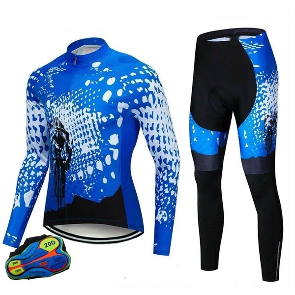 Image of Cycling Jersey Sets Long Sleeve Bike Jerseys With Pants For Men Latest Autumn Winter Pro Team Racing Sportswear Bicycle Suits Uniform 221114