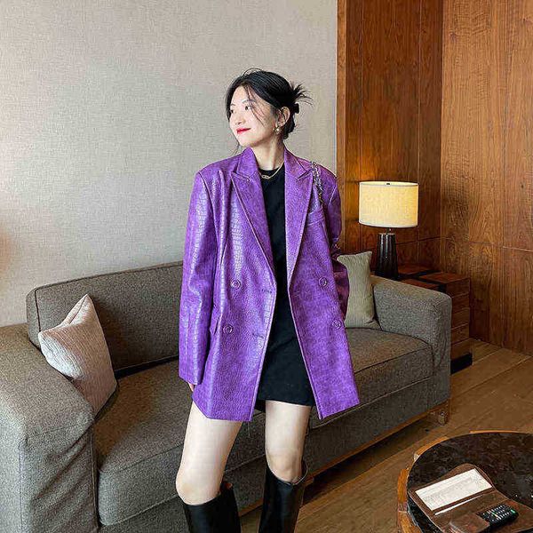 spring autumn new women purple pu leather jacket korean high street casual female cool outerwear camperas de mujer m735 j220727, Black
spring autumn new women purple pu leather jacket korean high street casual female cool outerwear camperas de mujer m735 j220727, Black