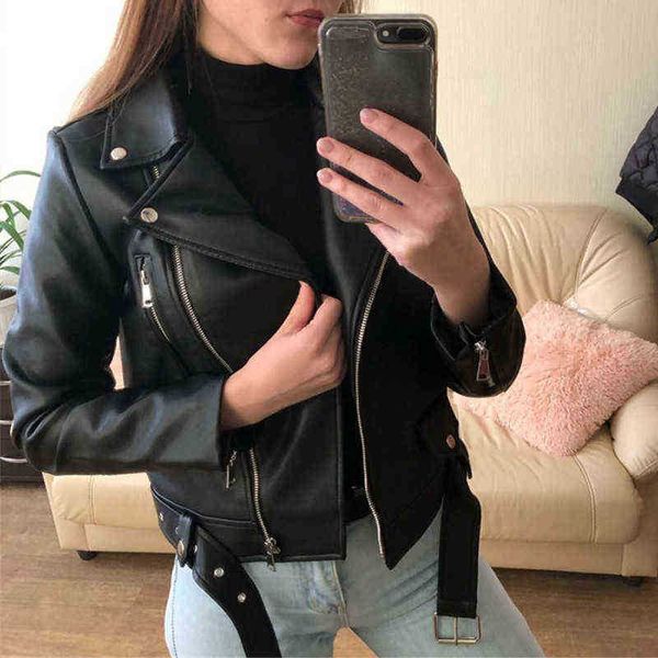 women casual jackets korean version slim pu leather jacket women 2021 new motorcycle leather short jacket streetwear j220727, Black
women casual jackets korean version slim pu leather jacket women 2021 new motorcycle leather short jacket streetwear j220727, Black