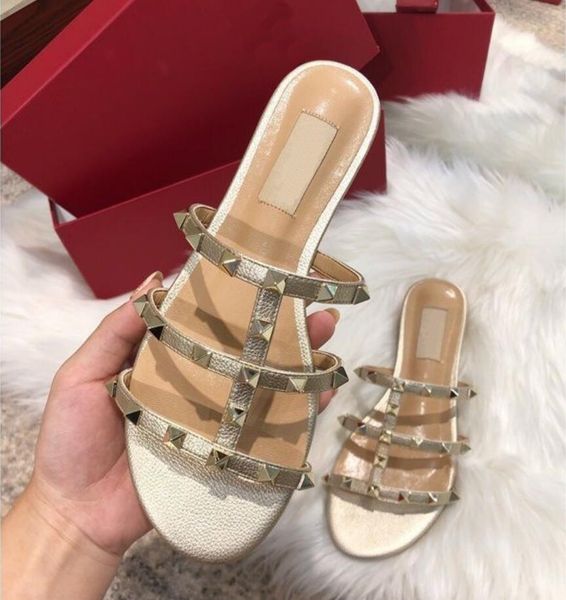 designer women stud sandals flat slippers summer straps rivets shoes genuine leather ladies slides party shoes 15colors loafers with box, Black
designer women stud sandals flat slippers summer straps rivets shoes genuine leather ladies slides party shoes 15colors loafers with box, Black