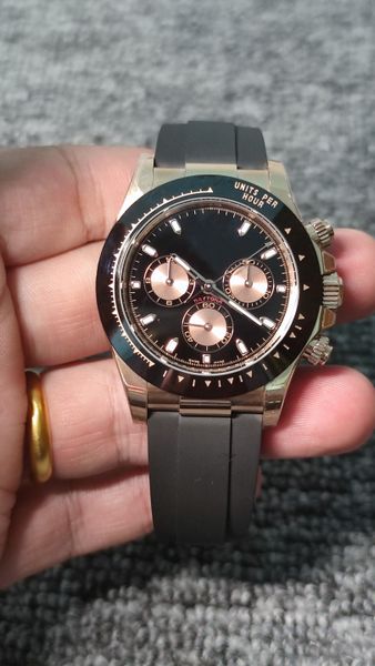 classical luxury men's watch rose gold 40mm ceramics bezel cal.4130 automatic movement 904 stainless steel bracelet 12.2mm thickness, Slivery;brown
classical luxury men's watch rose gold 40mm ceramics bezel cal.4130 automatic movement 904 stainless steel bracelet 12.2mm thickness, Slivery;brown