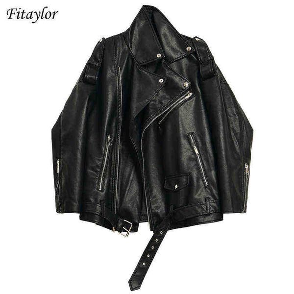 fitaylor spring autumn soft faux leather jacket women locomotive style loose pu leather jacket female moto bike runner with belt j220727, Black
fitaylor spring autumn soft faux leather jacket women locomotive style loose pu leather jacket female moto bike runner with belt j220727, Black