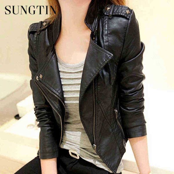 sungtin spring autumn women pu leather jackets short jacket female fashion rivet cool punk faux leather jacket lady black outfit j220727
sungtin spring autumn women pu leather jackets short jacket female fashion rivet cool punk faux leather jacket lady black outfit j220727