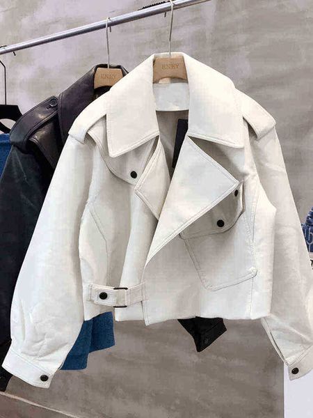 new spring autumn pu faux leather jacket women casual loose streetwear biker jacket cropped beige black motorcycle jackets j220727
new spring autumn pu faux leather jacket women casual loose streetwear biker jacket cropped beige black motorcycle jackets j220727