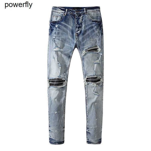 men's jeans designer with holes washed amirs beggar's pants worn slim casual men's fashion streetwear jeans pants, Blue
men's jeans designer with holes washed amirs beggar's pants worn slim casual men's fashion streetwear jeans pants, Blue