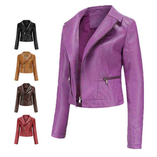 women's turndown collar zipper jackets pu motor biker leather coats female clothing 2022 new autumn fashion long sleeve outwear j220727, Black
women's turndown collar zipper jackets pu motor biker leather coats female clothing 2022 new autumn fashion long sleeve outwear j220727, Black