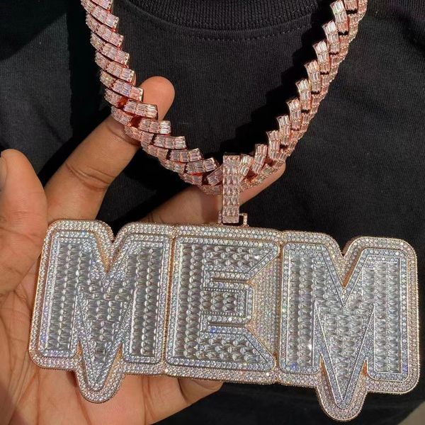 europe and america fashion pendant necklace custom name iced out baguettes cz letter pendant hiphop jewelry with 3mm 24inch rope chain, Silver
europe and america fashion pendant necklace custom name iced out baguettes cz letter pendant hiphop jewelry with 3mm 24inch rope chain, Silver
