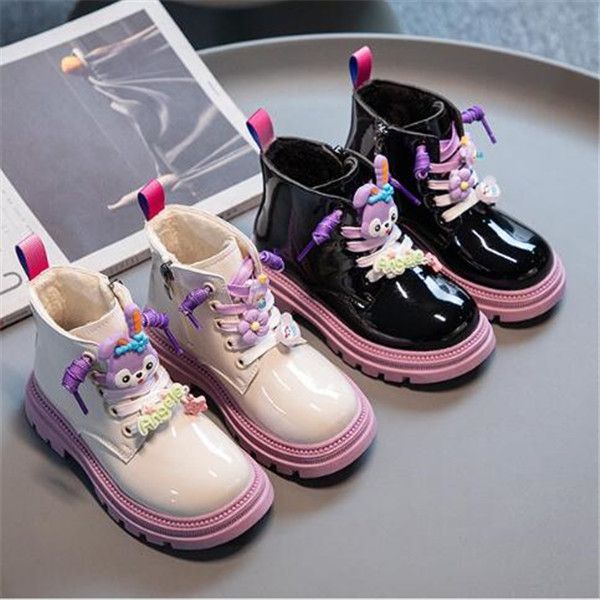 fashion girls' martin boots 2022 winter new patent leather plus velvet short boots children' shoes soft sole non-slip cartoon cot, Black;grey
fashion girls' martin boots 2022 winter new patent leather plus velvet short boots children' shoes soft sole non-slip cartoon cot, Black;grey