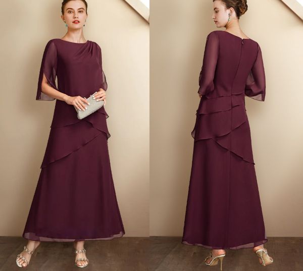 a-line mother of the bride dress 2023 elegant jewel ankle length chiffon half sleeve ruffles groom godmother gowns for wedding new robe de s, Black;red
a-line mother of the bride dress 2023 elegant jewel ankle length chiffon half sleeve ruffles groom godmother gowns for wedding new robe de s, Black;red