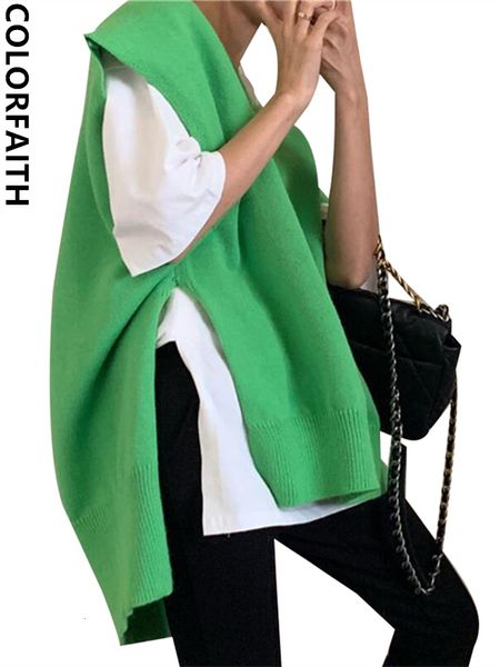 women's vests colorfaith autumn winter y2k women pullovers waistcoat sweater vest knitted irregular split retro v-neck swv1251 221116, Black;white 
women's vests colorfaith autumn winter y2k women pullovers waistcoat sweater vest knitted irregular split retro v-neck swv1251 221116, Black;white