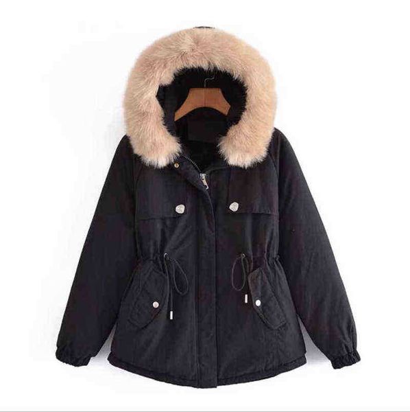 2021 winter zipper hooded large fur collar jacket women thicker long cotton quilted jacket women hooded parka warm female j220727, Black 
2021 winter zipper hooded large fur collar jacket women thicker long cotton quilted jacket women hooded parka warm female j220727, Black