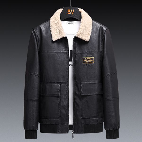 men's leather faux autumn thin warm pu imitation jacket fashion lapel casual motorcycle 221116, Black
men's leather faux autumn thin warm pu imitation jacket fashion lapel casual motorcycle 221116, Black