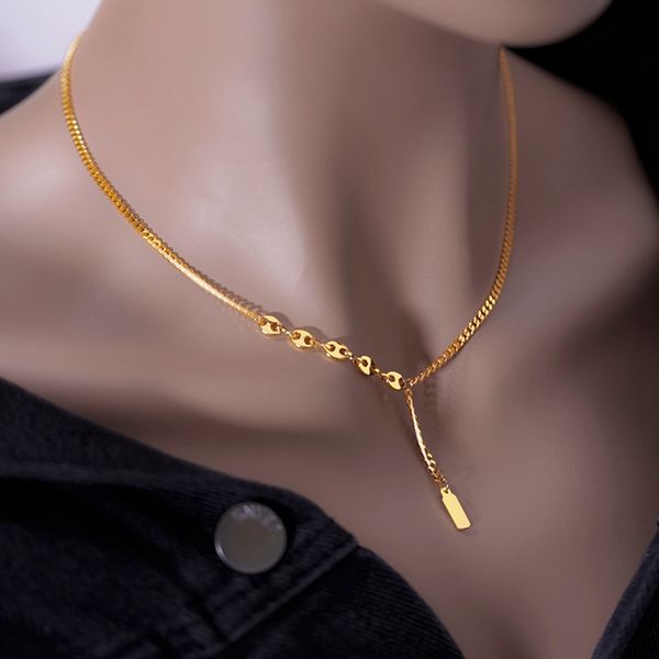 women girl pendant chain simple sense lucky signing 18k yellow gold filled lady wedding party collar chain link, Silver
women girl pendant chain simple sense lucky signing 18k yellow gold filled lady wedding party collar chain link, Silver