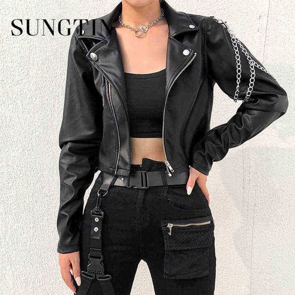 sungtin 2022 new fashion pu faux leather jackets women metal chain moto biker loose casual jakcet jacket female lapel punk spout j220727, Black
sungtin 2022 new fashion pu faux leather jackets women metal chain moto biker loose casual jakcet jacket female lapel punk spout j220727, Black