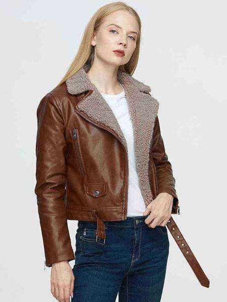 new autumn winter women thick warm faux lamb fur short jacket with belt moto biker pu leather coat ladies outfit j220727, Black
new autumn winter women thick warm faux lamb fur short jacket with belt moto biker pu leather coat ladies outfit j220727, Black