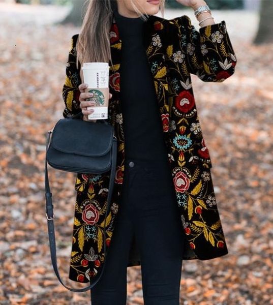 women's wool blends women's winter coats black turndown collar long sleeve flowers embroidered coat 221116
women's wool blends women's winter coats black turndown collar long sleeve flowers embroidered coat 221116