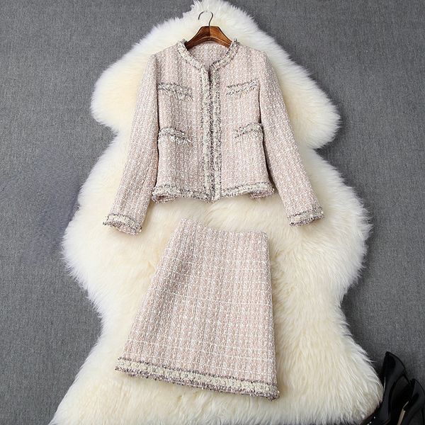 2022 two piece sets autumn winter long sleeve crew neck tweed beaded jacket & plaid mini short skirt two piece 2 pieces set 2n1610438, White
2022 two piece sets autumn winter long sleeve crew neck tweed beaded jacket & plaid mini short skirt two piece 2 pieces set 2n1610438, White